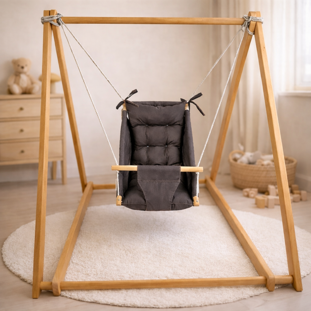 Комплект Деревʼяна опора та Колиханка бавовна Темно-сірий (gs-9160)