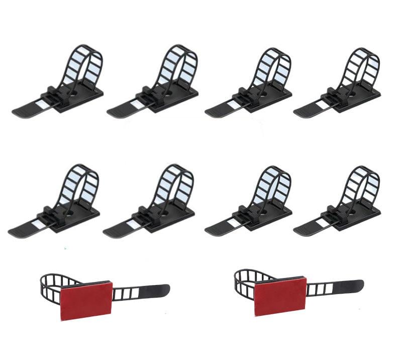 Набор органайзеров для кабелей на затяжке с клейким основанием пластиковые 10 шт. Черный (29646)