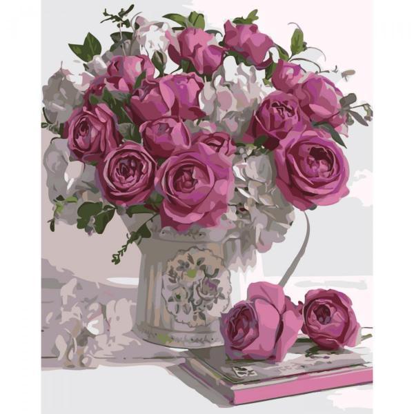 Картина по номерам Strateg Цветы Малиновые бутоны 40х50 см в термопакете (SY6465-mt)