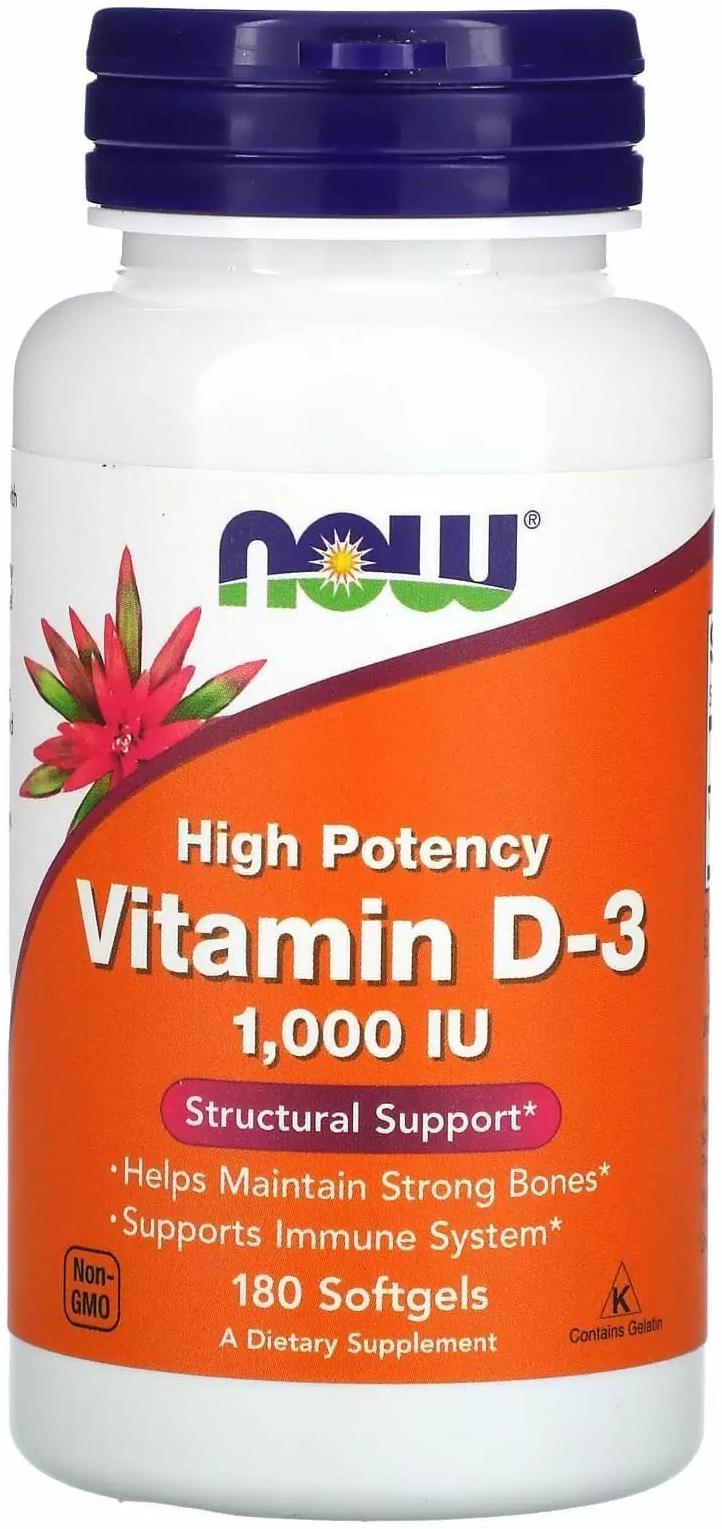 Витамин Д-3 NOW Vitamin D3 1000 МЕ 180 софтгель