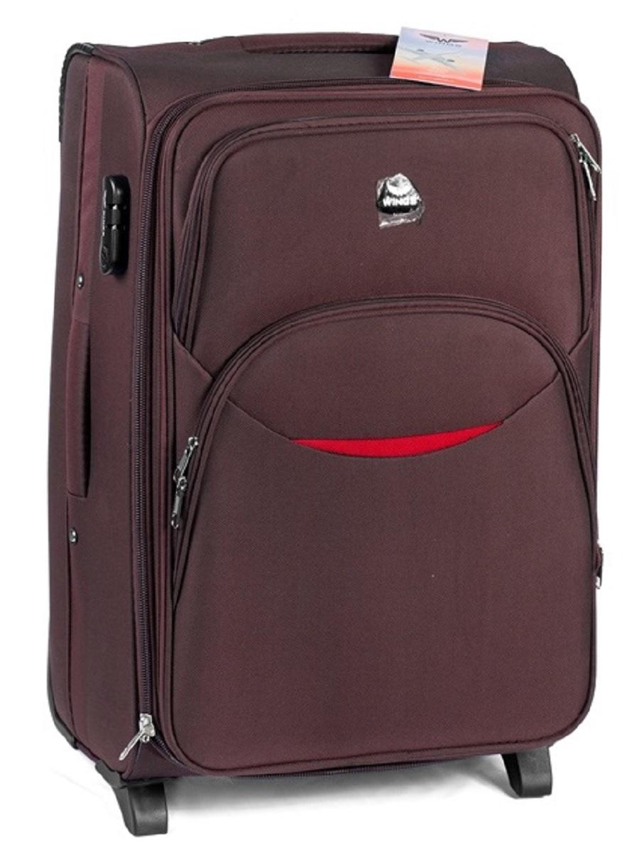 Чемодан тканевый Wings 1708 большой с улыбкой 2 колеса Коричневый (Vt00076)