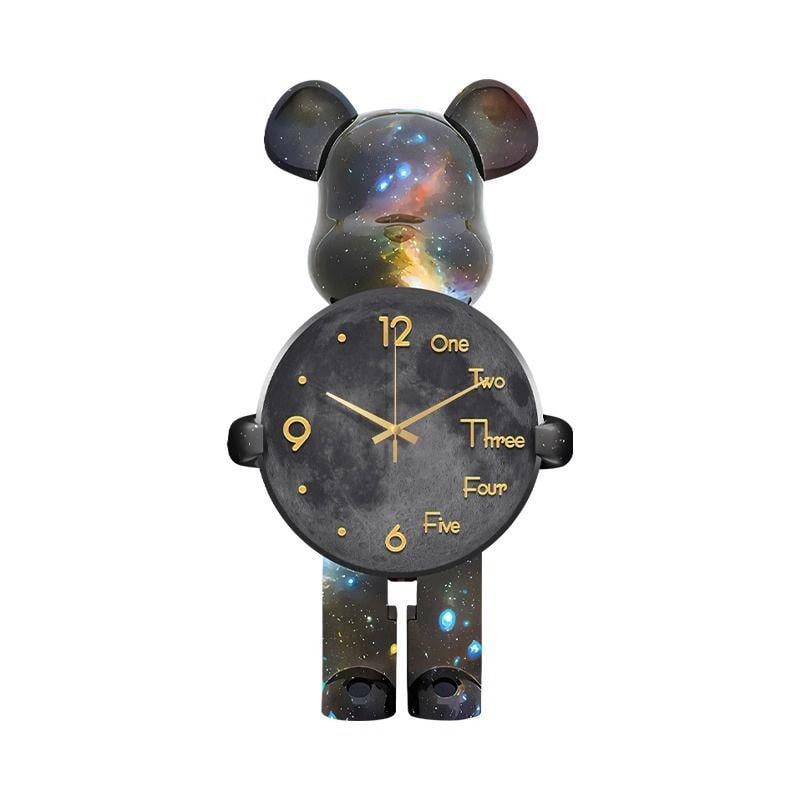 Часы настенные плоские Bearbrick от сети с подсветкой 40x21 см (400979)
