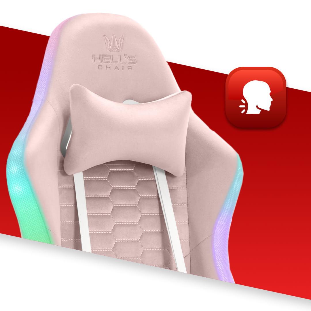 Крісло ігрове Hell's HC-1000 LED тканина Pink - фото 3