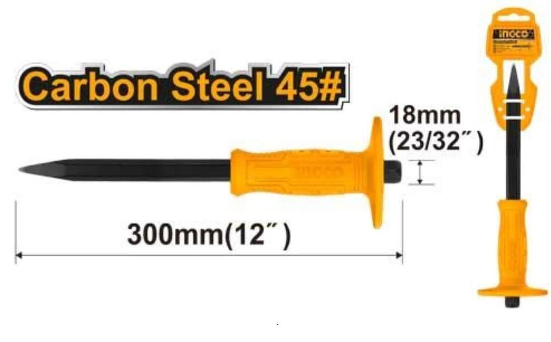 Зубило пикообразное INGCO HCC0841218 4x18x300 мм с рукояткой - фото 2