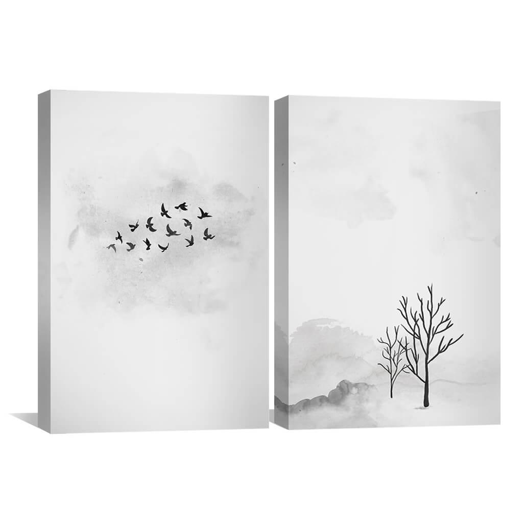 Настенний декор Стая птиц и деревья 153x100 см (Y2-8)