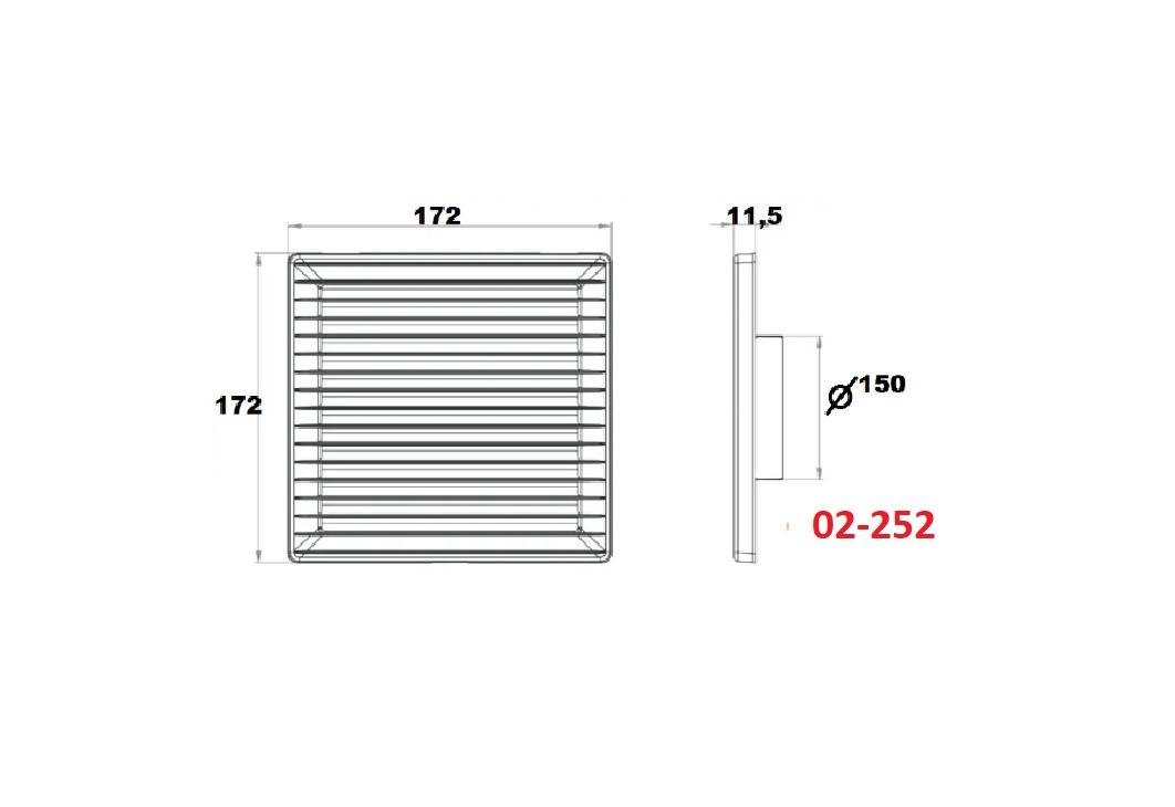 Решетка вентиляционная АirRoxy AKUSzS 02-252 пластиковая с сеткой 170x170 мм Коричневый (23253239) - фото 4