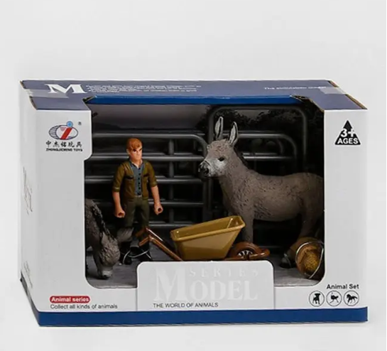 Набор животных Q 9899 X 19 Сельскохозяйственные животные 9 элементов/2 животных/фермер/вольер/аксессуары