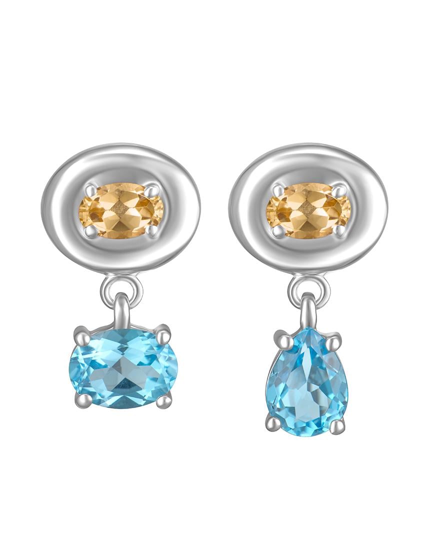 Сережки Splash Yellow-Blue жіночі RIMMART JEWELRY срібні One size