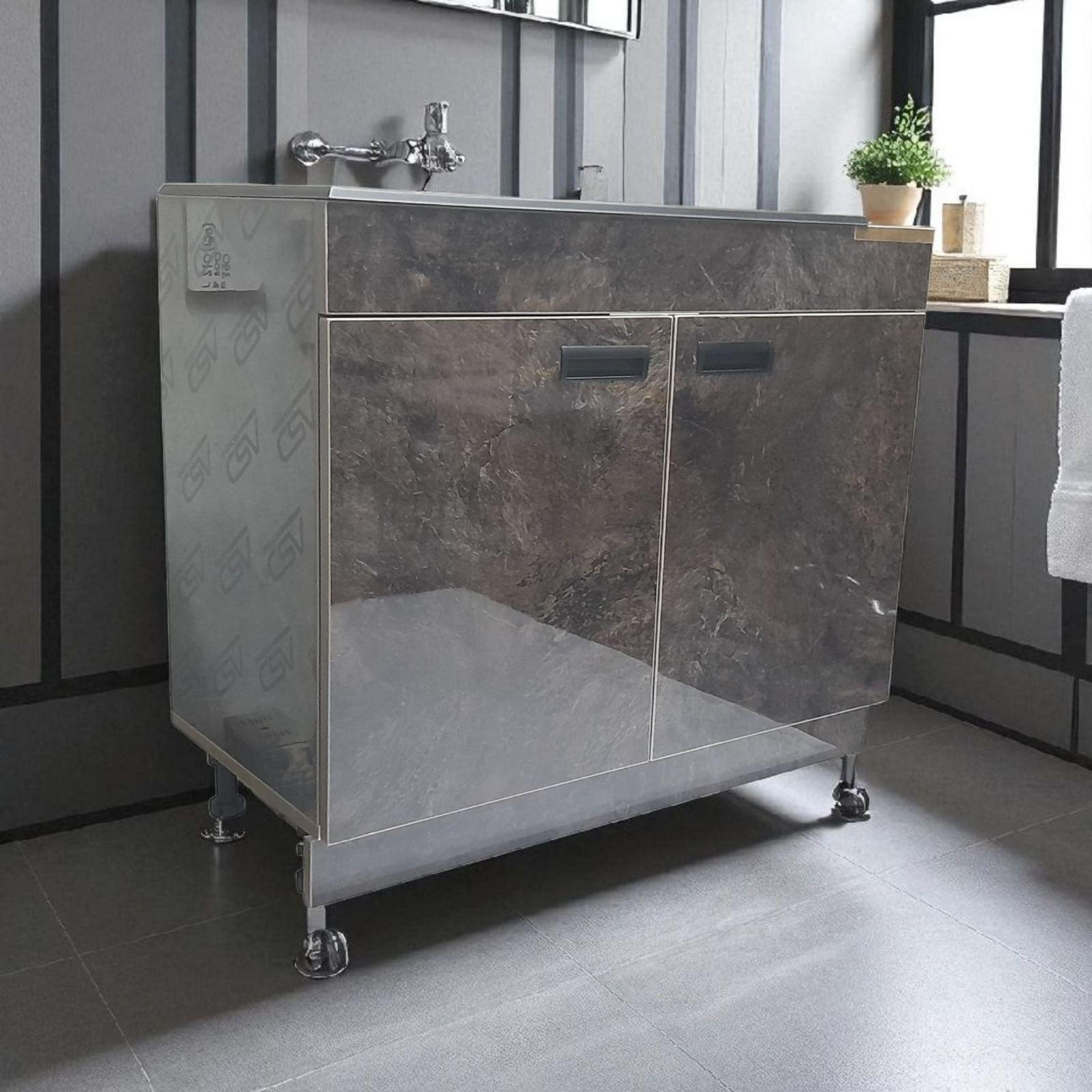 Тумба кухонная пластиковая Mikola-M с покрытием HPL 5029 и каменной мойкой Адамант 100 см (2414) - фото 6 Тумба кухонная пластиковая Mikola-M с покрытием HPL 5029 и каменной мойкой Адамант 100 см (2414) - фото 6