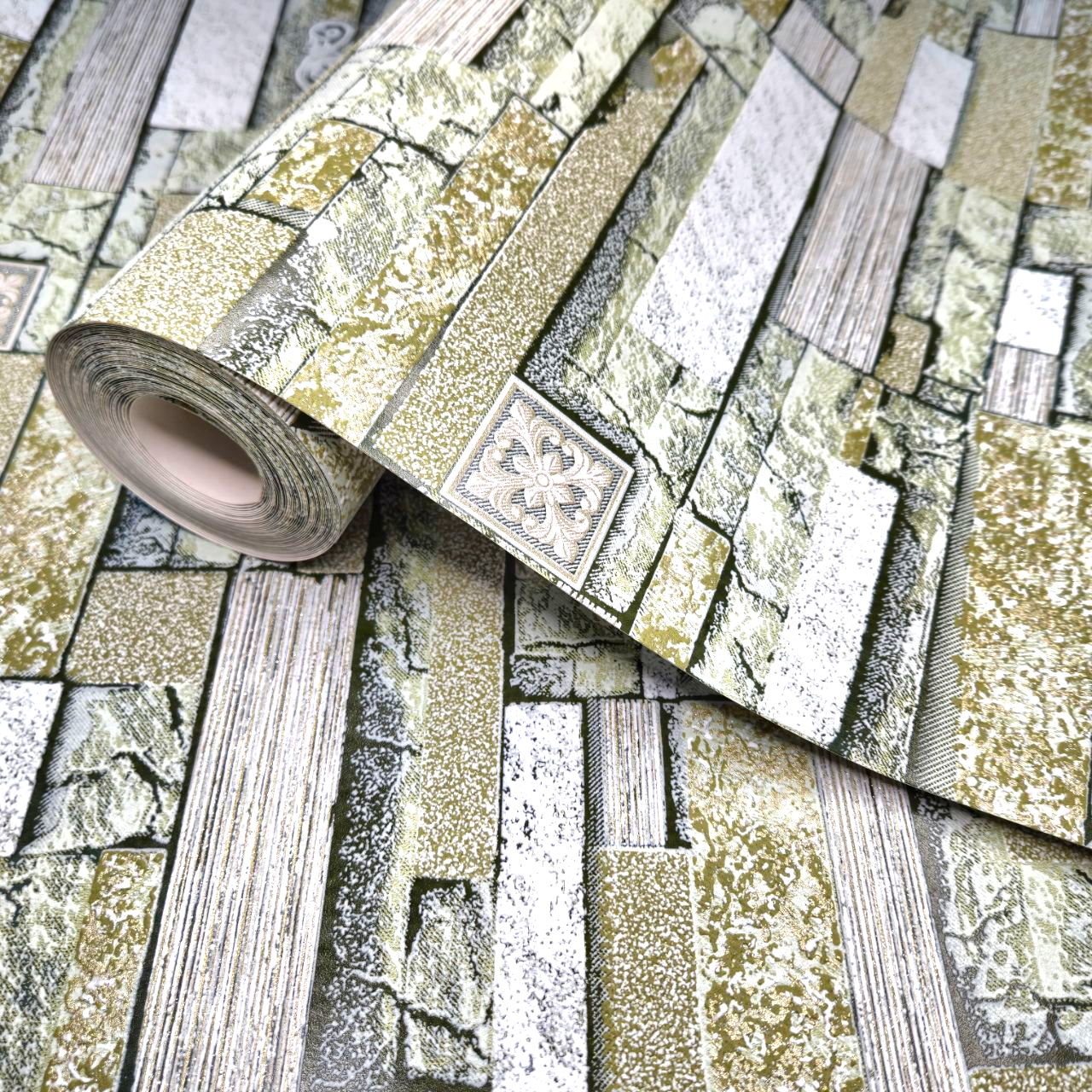 Обои виниловые Славянские обои 9408-04 для спальни/гостиной/коридора/кухни 10,05x0,53 м Зеленый (2526223765)