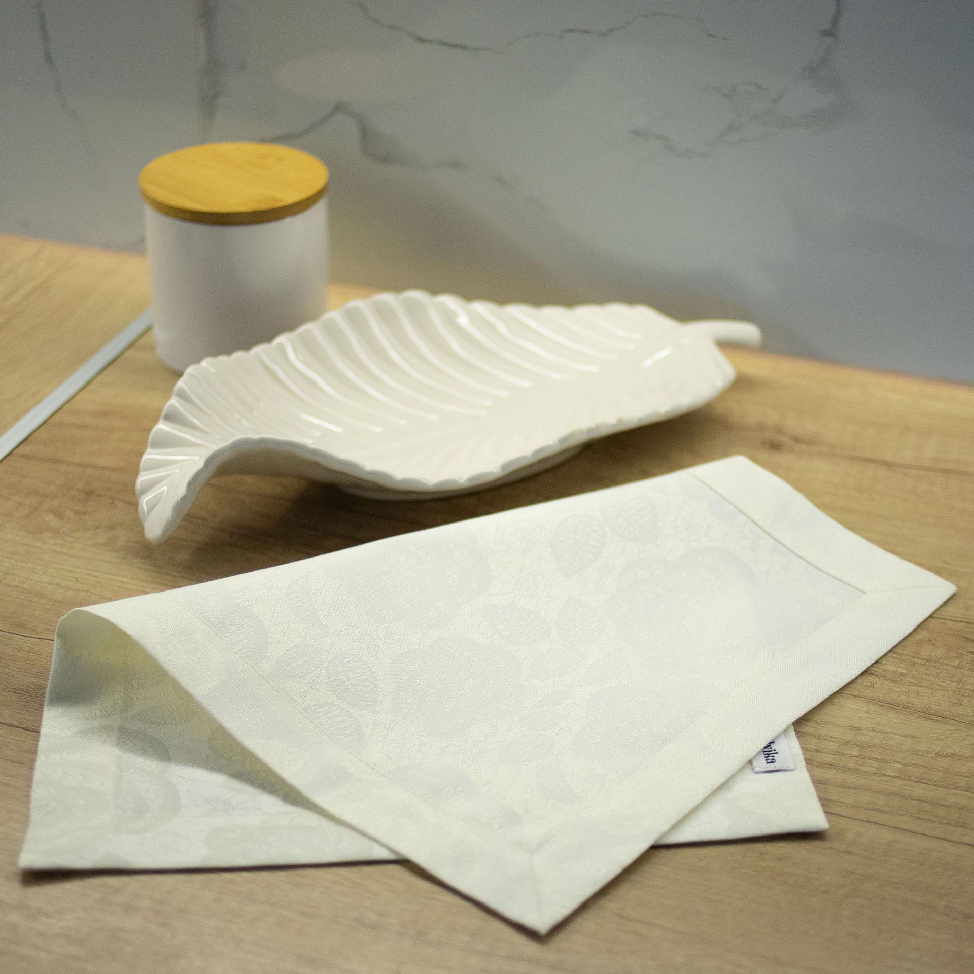 Комплект серветок жакардових Едельвіка Камелія 2 шт. Молочний кремовий (421-23/00) - фото 2 Комплект серветок жакардових Едельвіка Камелія 2 шт. Молочний кремовий (421-23/00) - фото 2