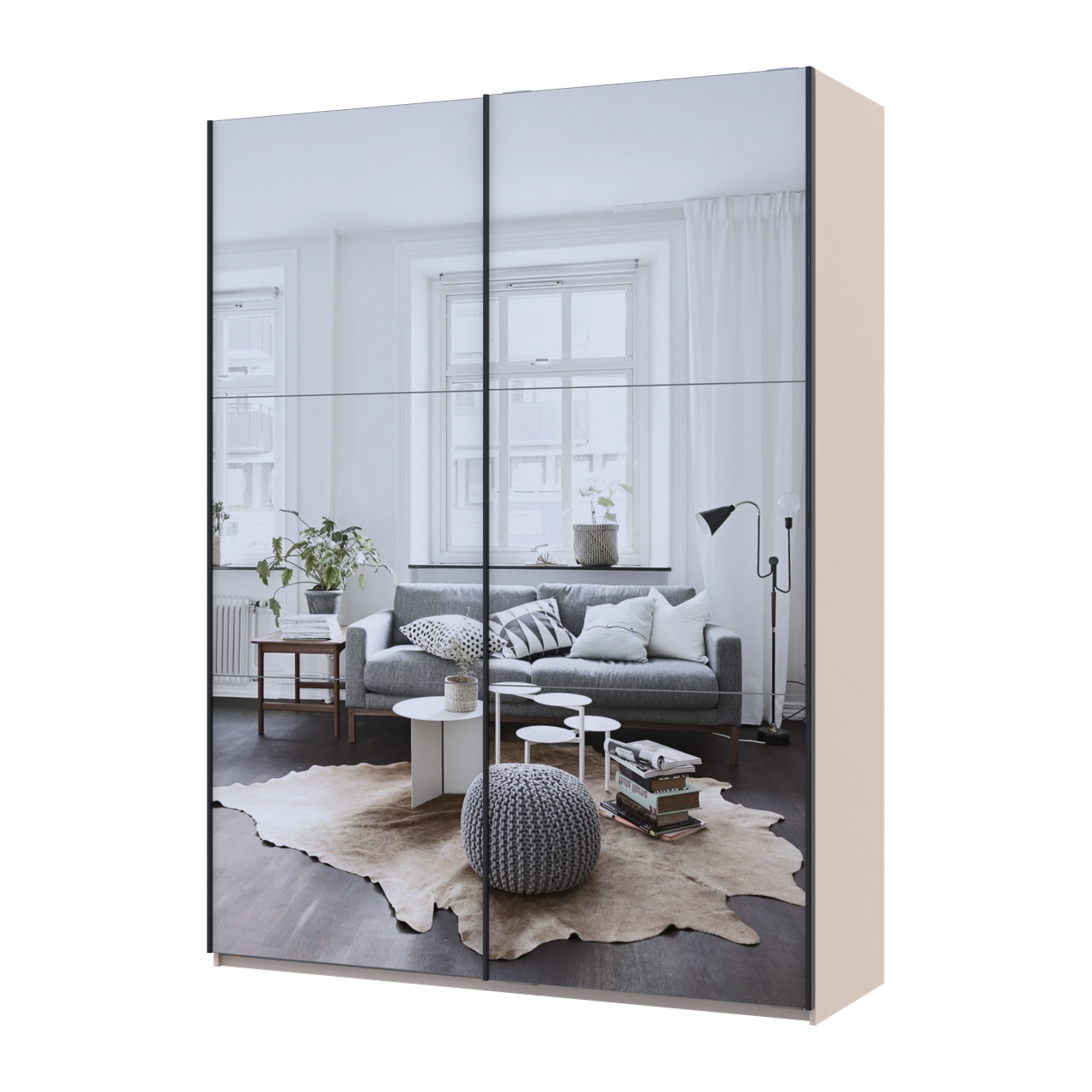 Шкаф-купе Doros G-Caiser 2 зеркала/3 части 180х60х240 см Кашемир (42005324)