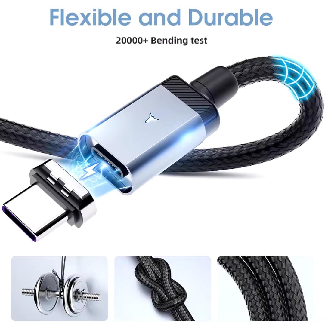 Кабель магнитный FONKEN Type-C PD 65w Fast Charge 2 м Black (25397295) - фото 3 Кабель магнитный FONKEN Type-C PD 65w Fast Charge 2 м Black (25397295) - фото 3