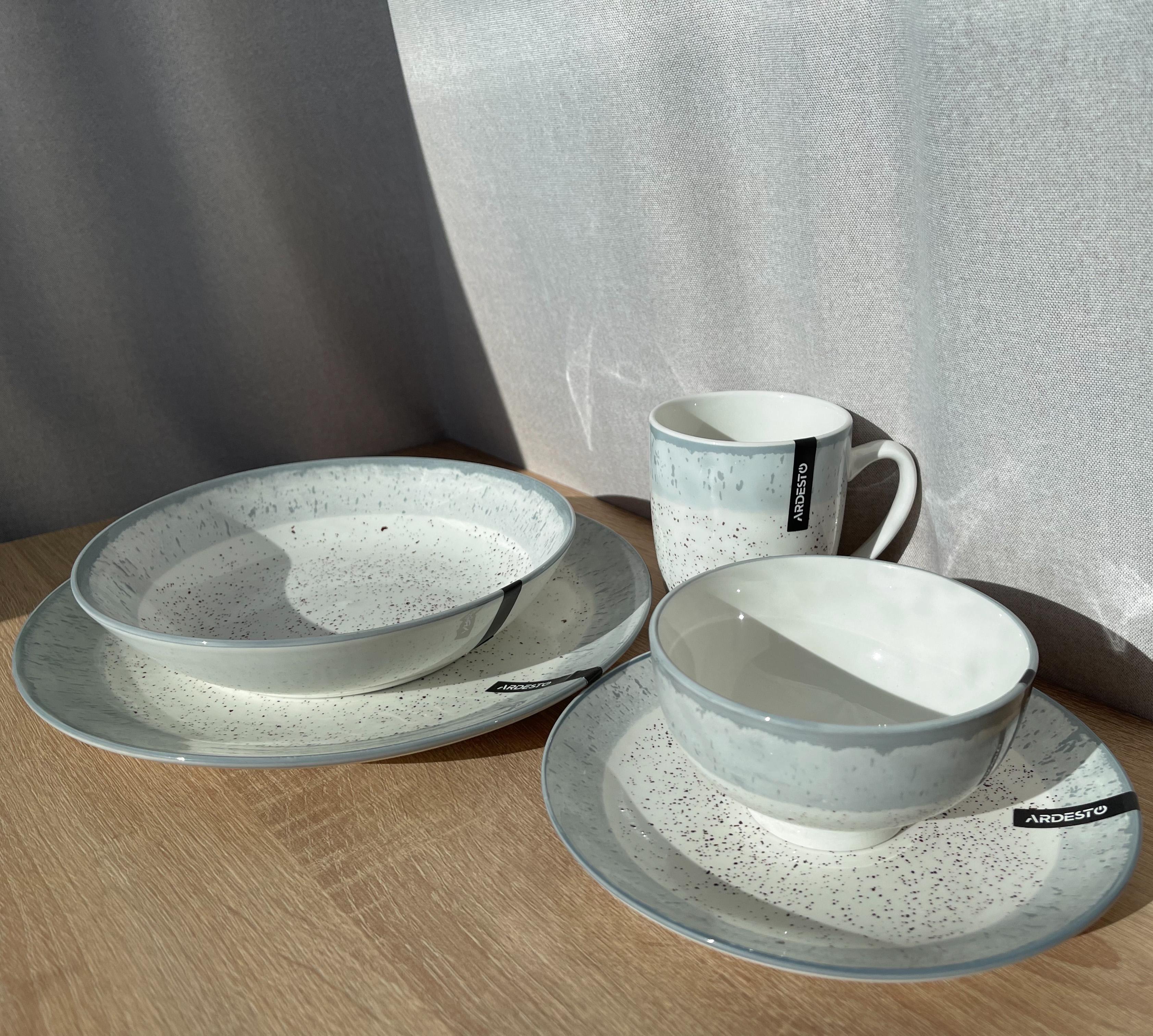 Столовый сервиз Ardesto Siena 5 предметов 1 персона фарфор Бело-серый - фото 2