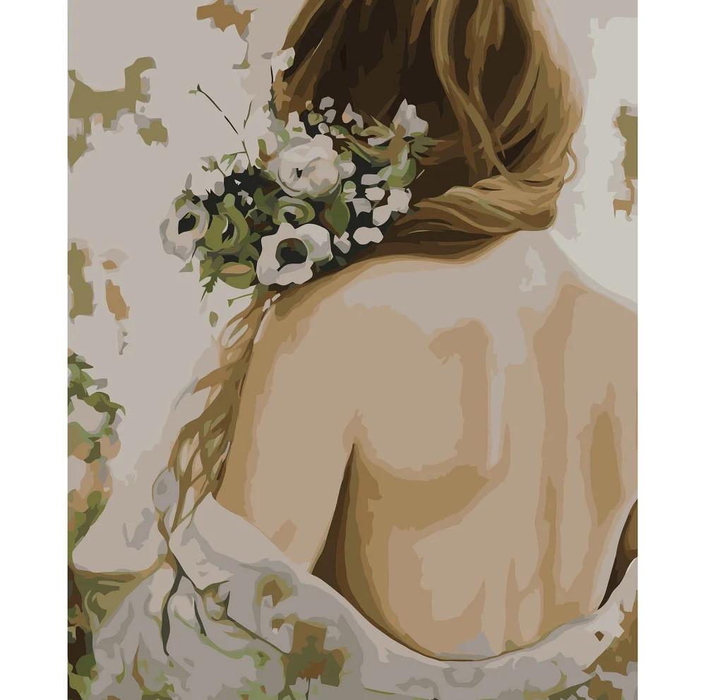 Картина за номерами Strateg Дівчина зі світлим букетом 40x50 см (VA-3227)