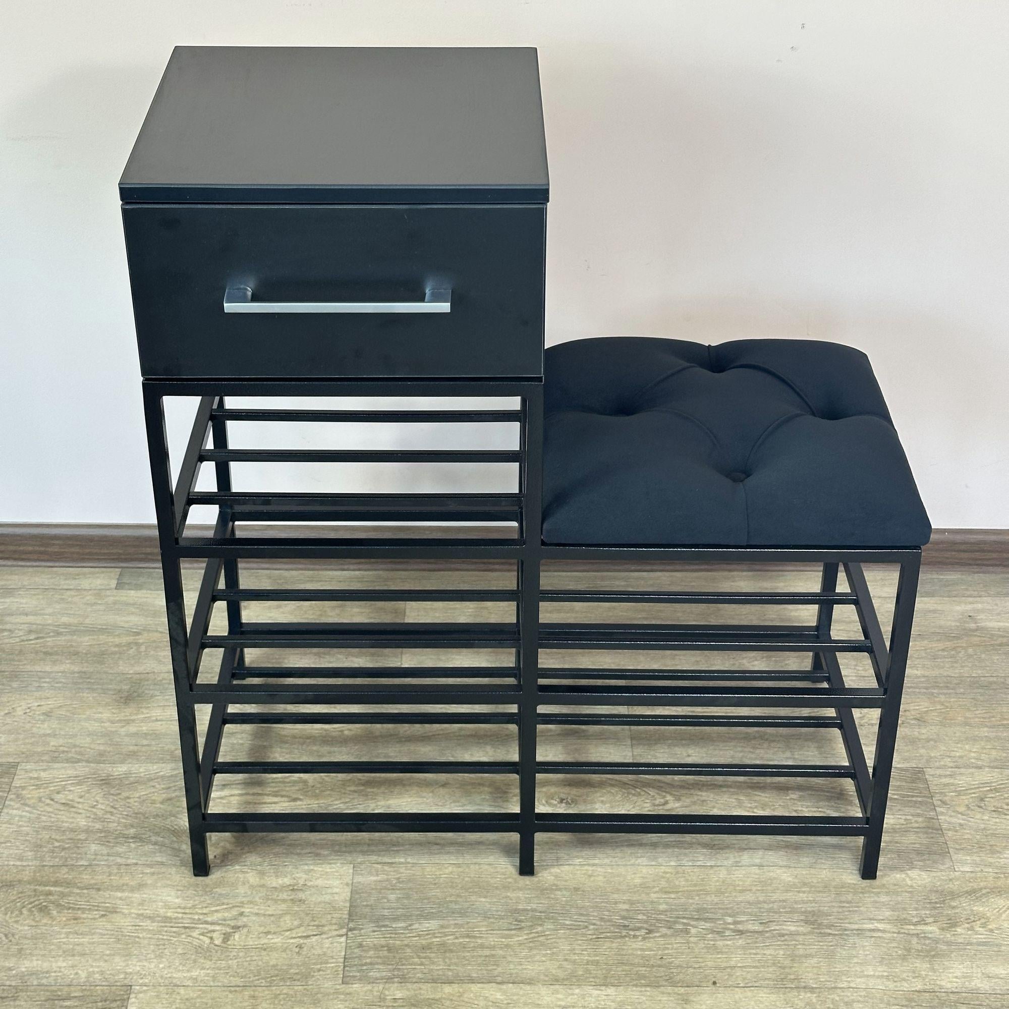 Банкетка для обуви Metalzavod Атланта-1L Велюр 70 см Черный (10-5-9005) Банкетка для обуви Metalzavod Атланта-1L Велюр 70 см Черный (10-5-9005)