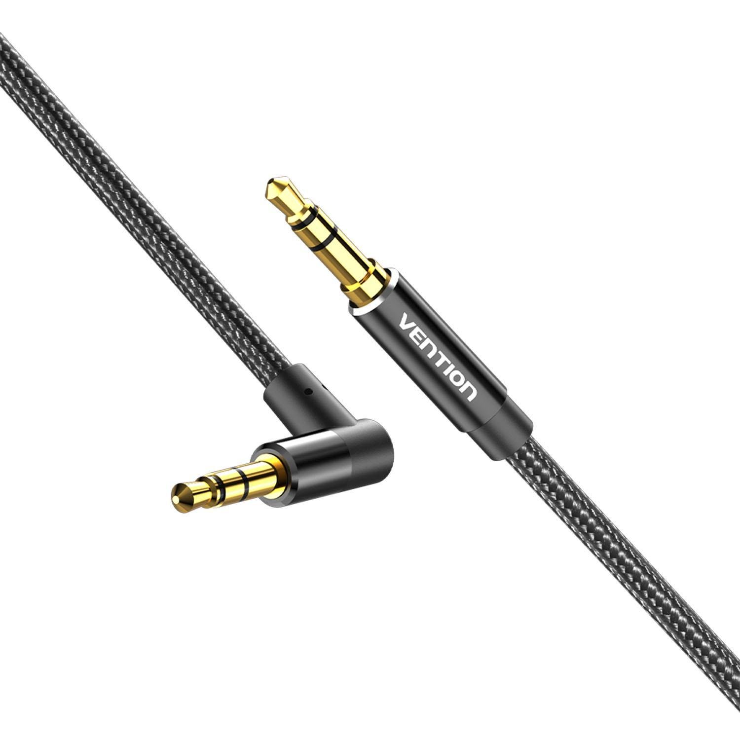 Аудиокабель AUX угловой Vention 3,5 мм 1 м Черный (BAZBF)