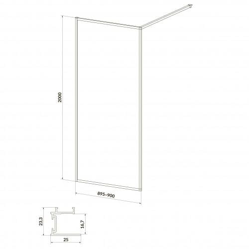 Душова стінка з тримачем Cersanit Larga Walk-in S932-135 90x200 см профиль Хром (247181) - фото 2 Душова стінка з тримачем Cersanit Larga Walk-in S932-135 90x200 см профиль Хром (247181) - фото 2