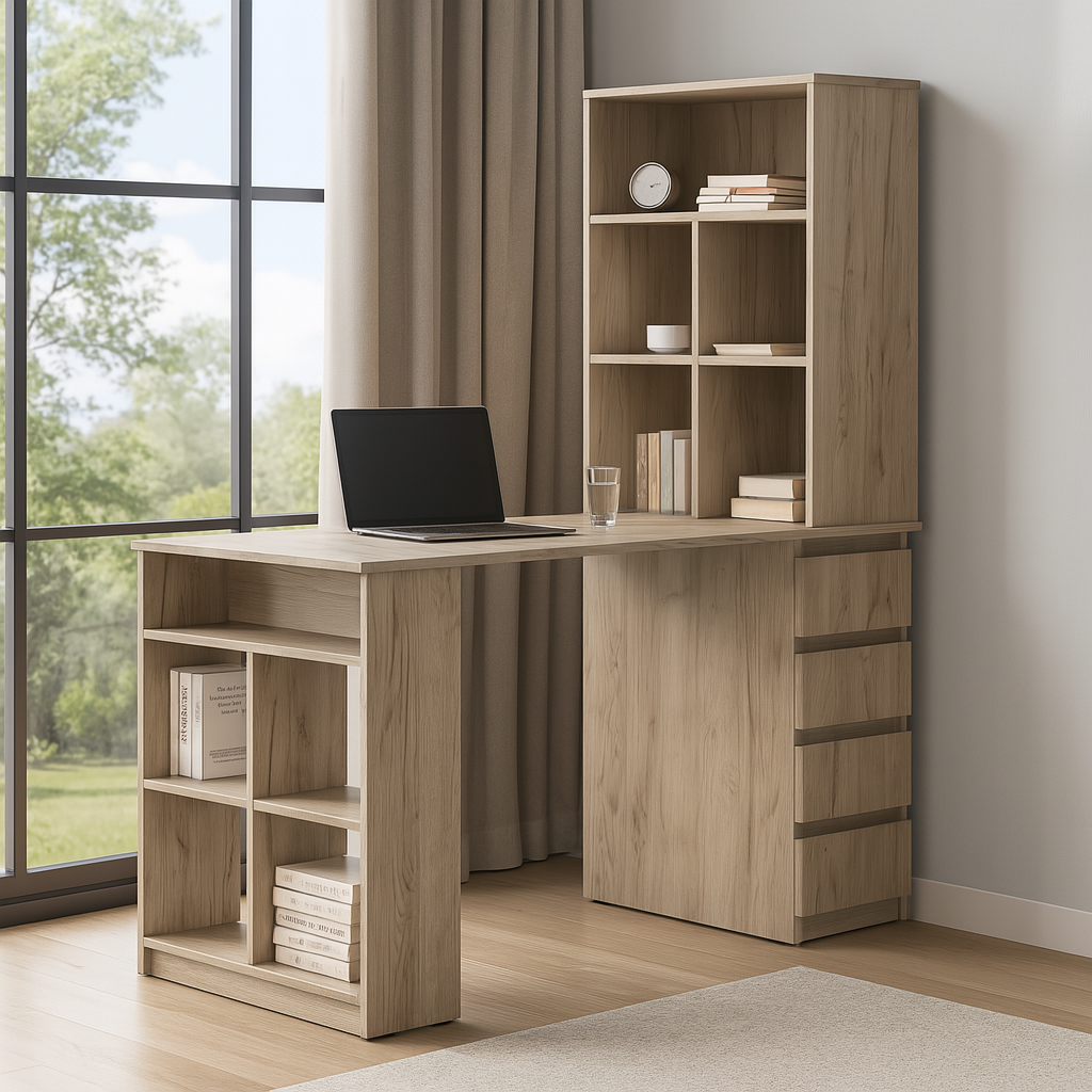 Стіл письмовий СП10 4Я SENAM 1500х1400х600 мм ДСП Дуб Крафт Сірий - фото 1 Стіл письмовий СП10 4Я SENAM 1500х1400х600 мм ДСП Дуб Крафт Сірий - фото 1