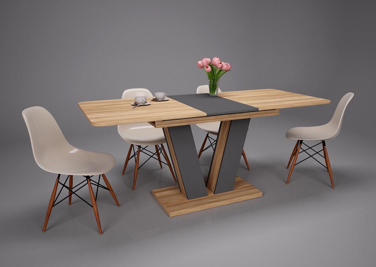 Стол обеденный Intarsio TORINO B/G Блэквуд ячменный/Графитный Стол обеденный Intarsio TORINO B/G Блэквуд ячменный/Графитный