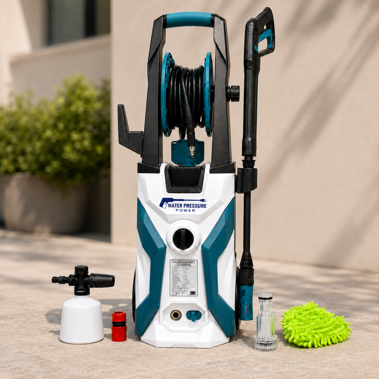 Мойка высокого давления Water pressure power HY-618A-1 1800 Вт с катушкой и колесами 110-150 бар для автомобиля/дачи/фасада