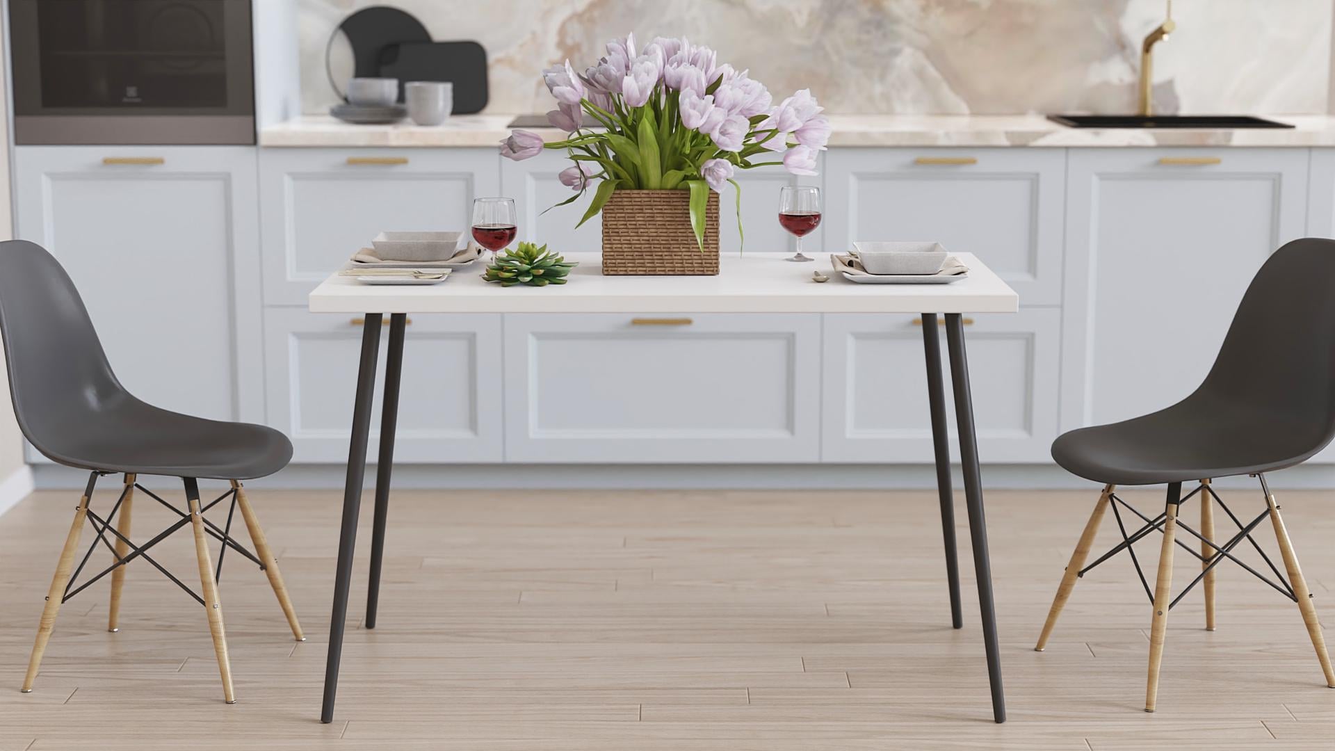 Обідній стіл Ferrum-decor Марсель 30 метал/ДСП 32 мм 75x120x70 см Чорний/Білий (FRD-106693)