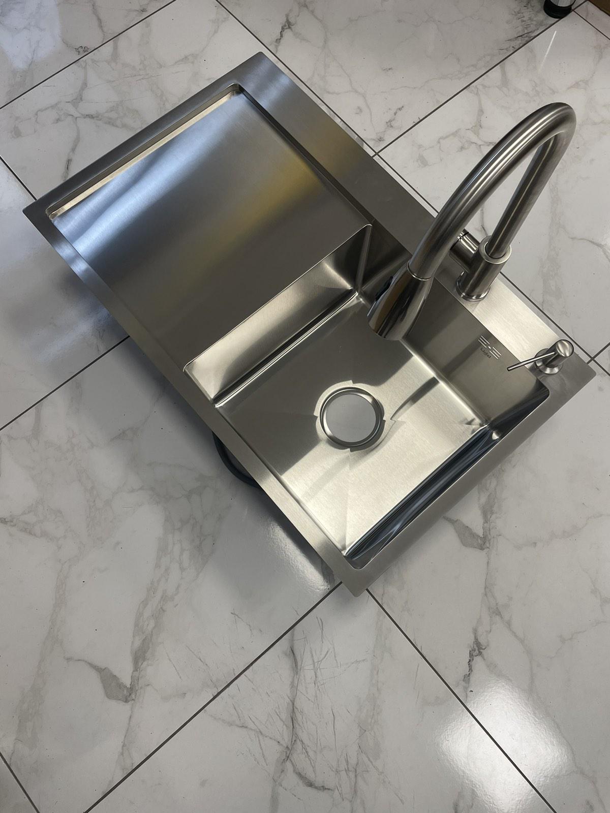 Мойка кухонная Lidz 7849BR правая Серый/смеситель-кран для кухни Aria 015FL Nickel - фото 11 Мойка кухонная Lidz 7849BR правая Серый/смеситель-кран для кухни Aria 015FL Nickel - фото 11