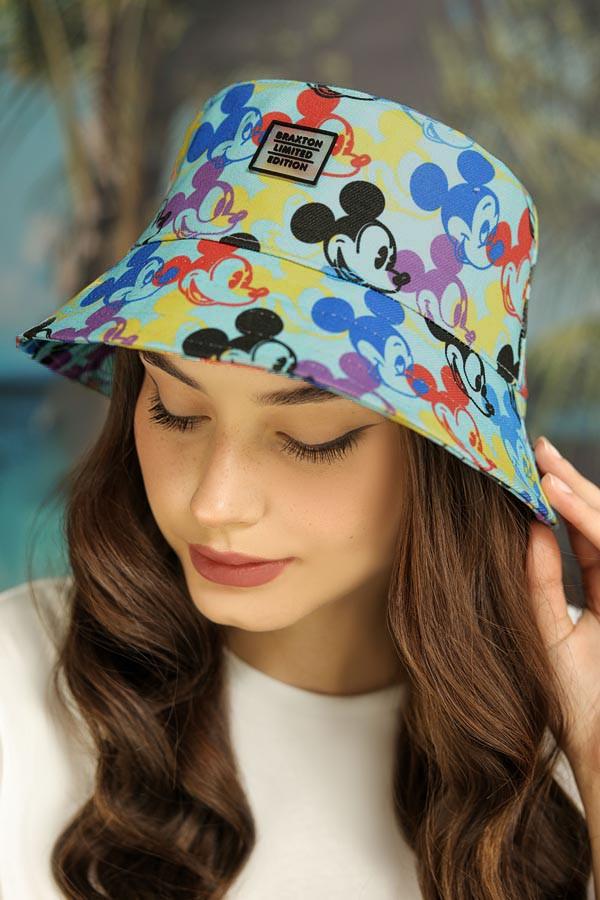 Панама молодежная Braxton Bright Mickey Mouse женская цветной принт (1408)