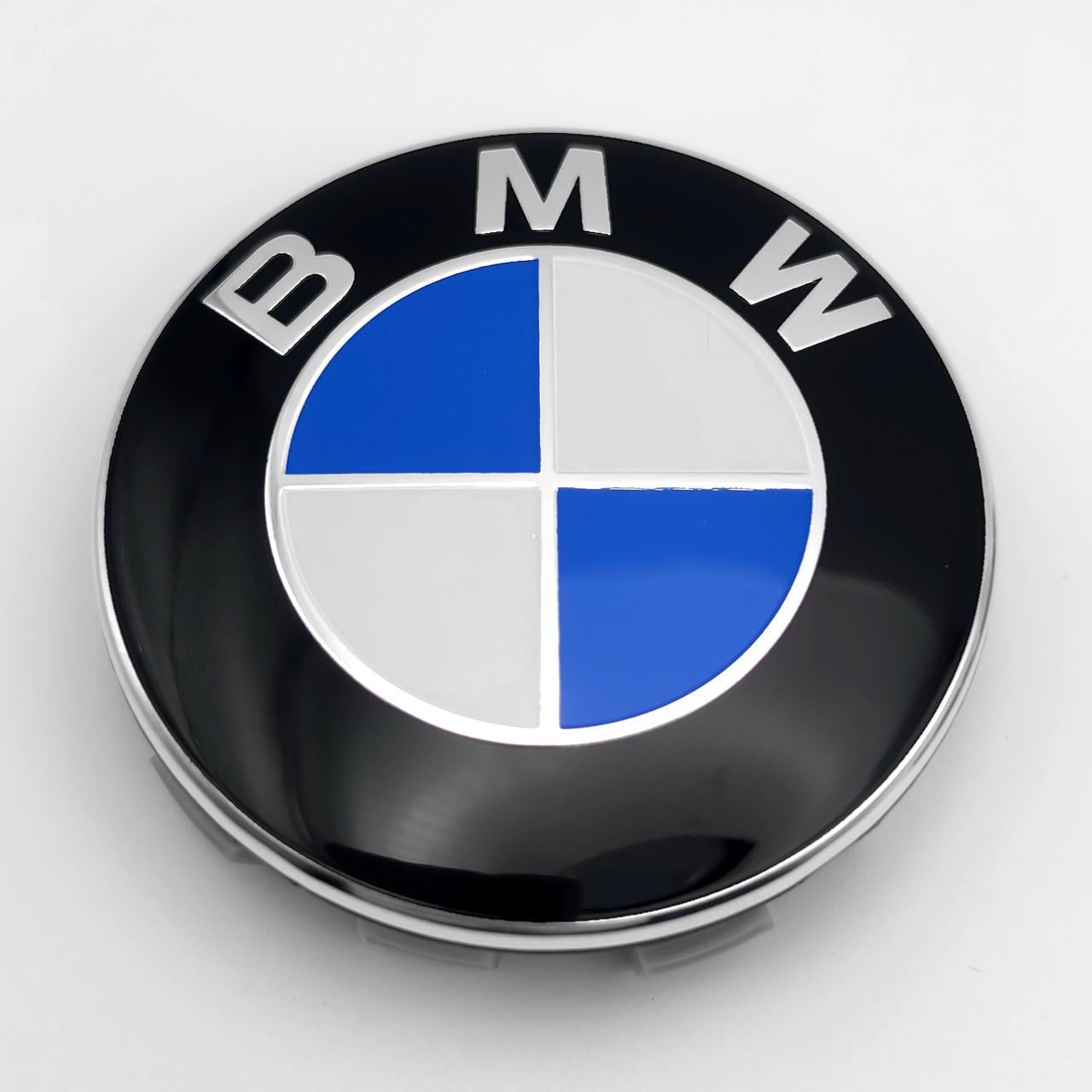 Колпачок заглушка ступицы колеса BMW 68 мм Черный/Синий (3009363586)