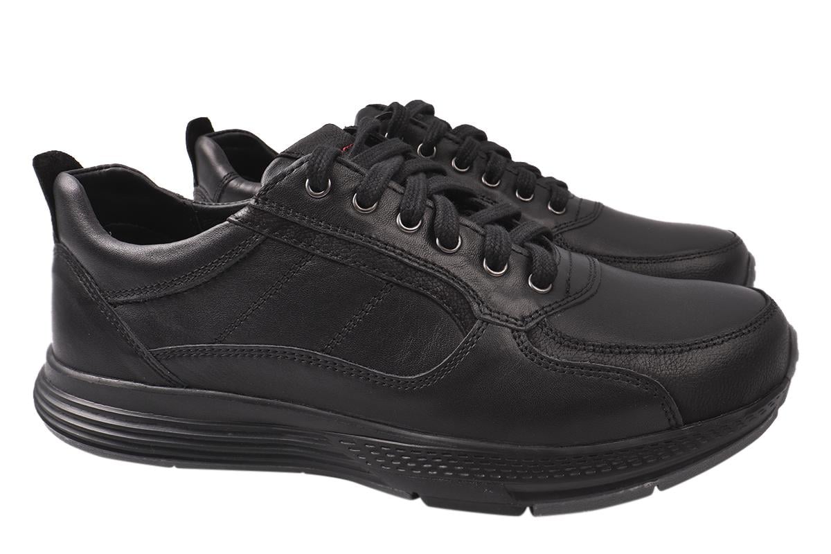 Кроссовки мужские Detta из кожи на низком ходу на шнуровке р. 43 Черный (51-21DTS)