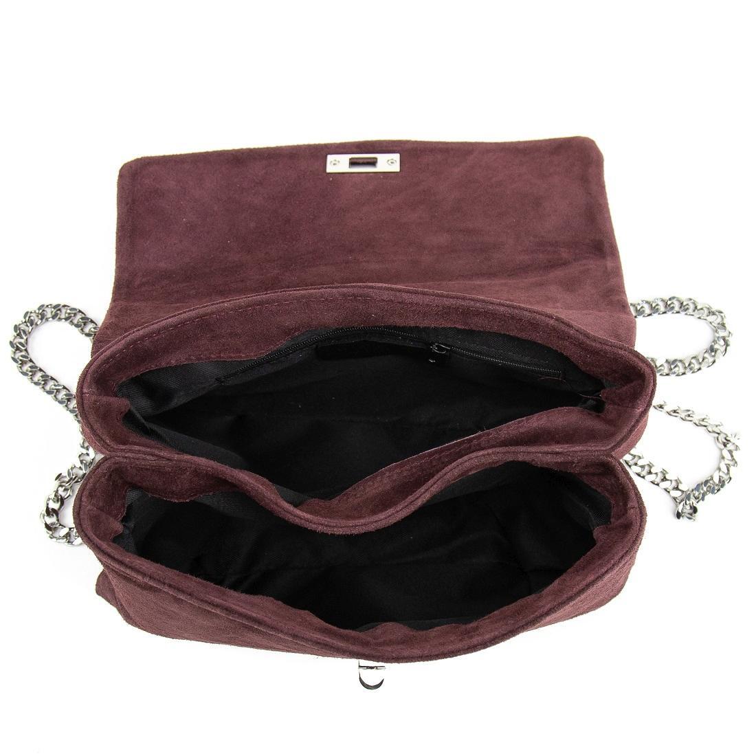 Женская сумка кросс-боди Royal Bag F-IT-8545BO замшевая на цепочке Бордовый (8088) - фото 2 Женская сумка кросс-боди Royal Bag F-IT-8545BO замшевая на цепочке Бордовый (8088) - фото 2