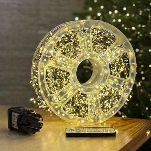 Гирлянда Мишура 100 м 3000 LED Белый теплый/Зеленый провод (75645)