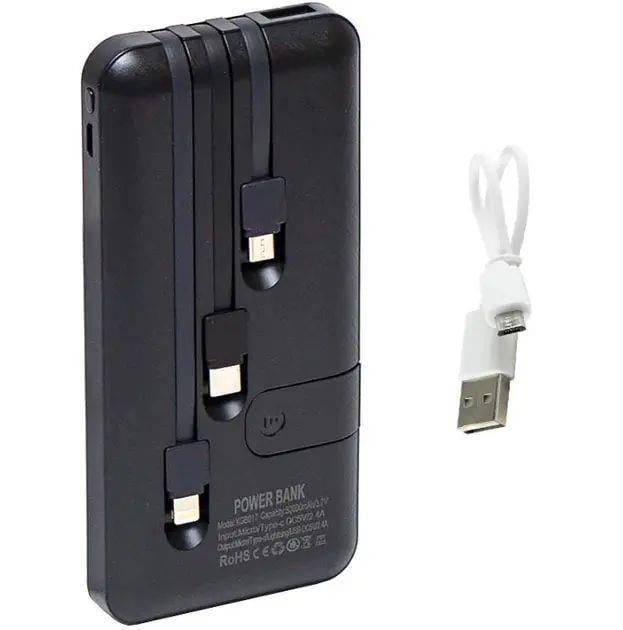 Портбанк со встроенными кабелями и светодиодным дисплеем USB/micro-USB/Type-C/Lightning 30000 mAh 20 Вт 5 V/2 A (opt-16732)