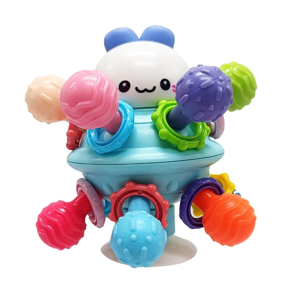 Дитяче брязкальце НЛО 689 рухомі деталі на присосці Синій (RLT47099s59583)