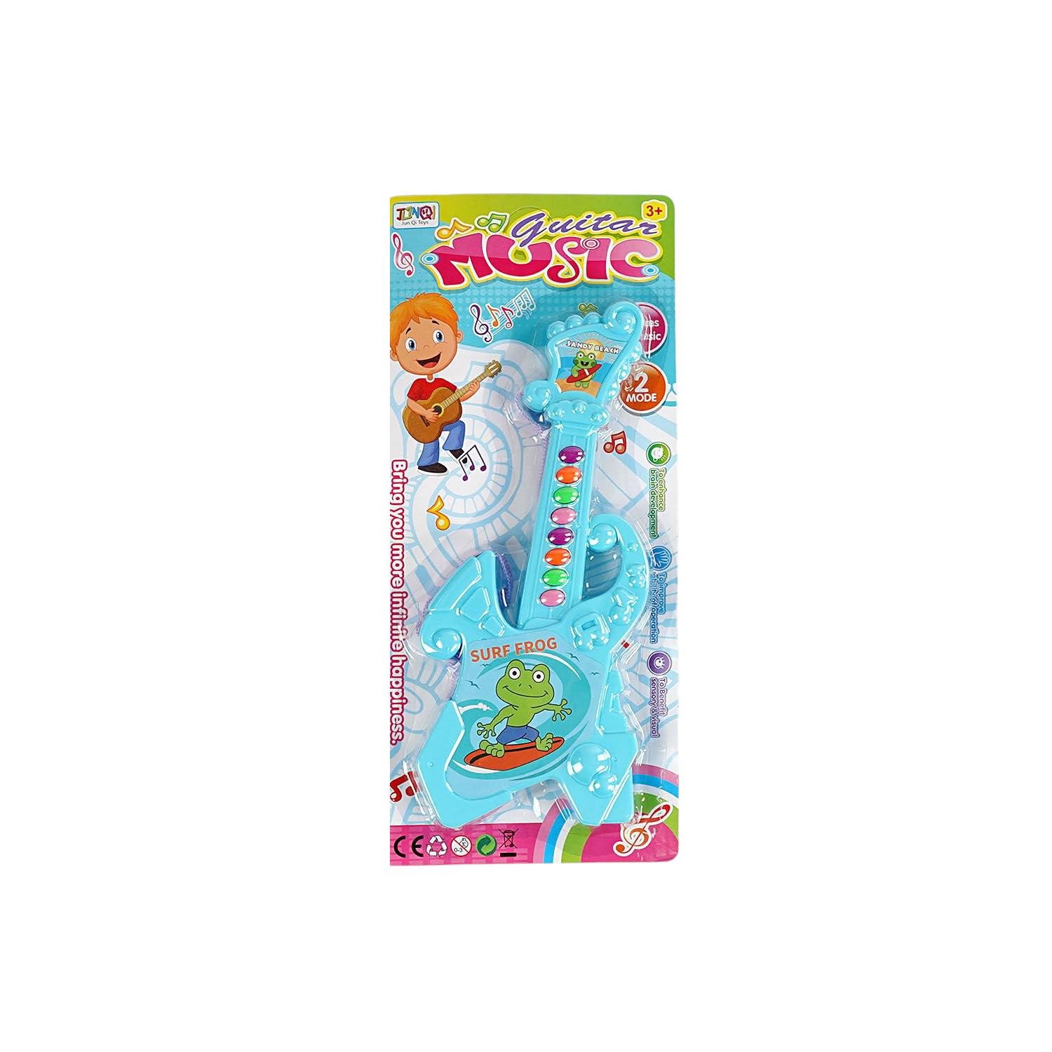 Игрушечная гитара 1011 B-1 2 музыкальных режима 8 кнопок на батарейках Голубой - фото 2