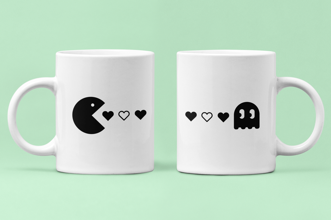 Чашки парные Pacman сердечки для влюбленных 330 мл Белый (ВЛ88Ч)