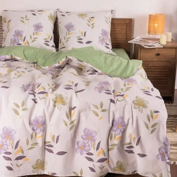 Комплект постельного белья Viluta с узором ранфорс премиум евро 220x240 см Светло-серый (PB-456-A-593)