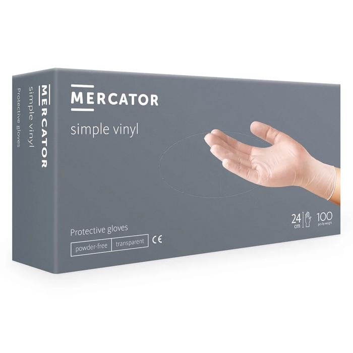 Перчатки виниловые Mercator Simple Vinyl неопудренные M 100 шт. - фото 1