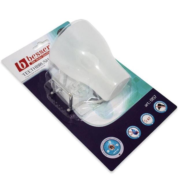 Стакан для зубних щіток пластиковий Besser хромована підвіска з кріпленням Smart Sticker (MKM-0157) Стакан для зубних щіток пластиковий Besser хромована підвіска з кріпленням Smart Sticker (MKM-0157)