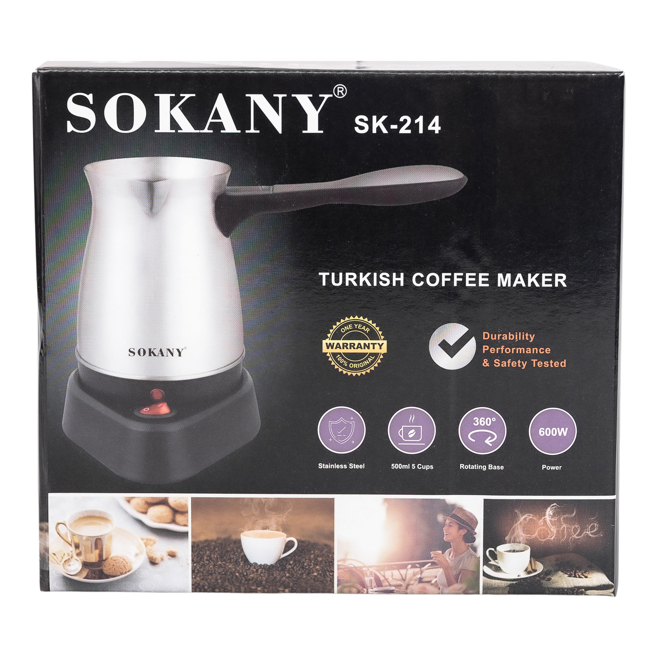 Электротурка кофеварка для молотого кофе 500 мл Sokany SK-214 600 Вт Серебристый (SK-214) - фото 9