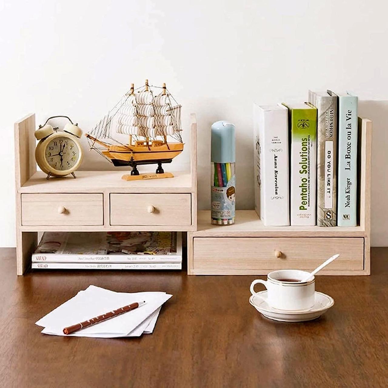 Полка-надстройка настольная из дерева Лунавел бланже (АКД-021401)