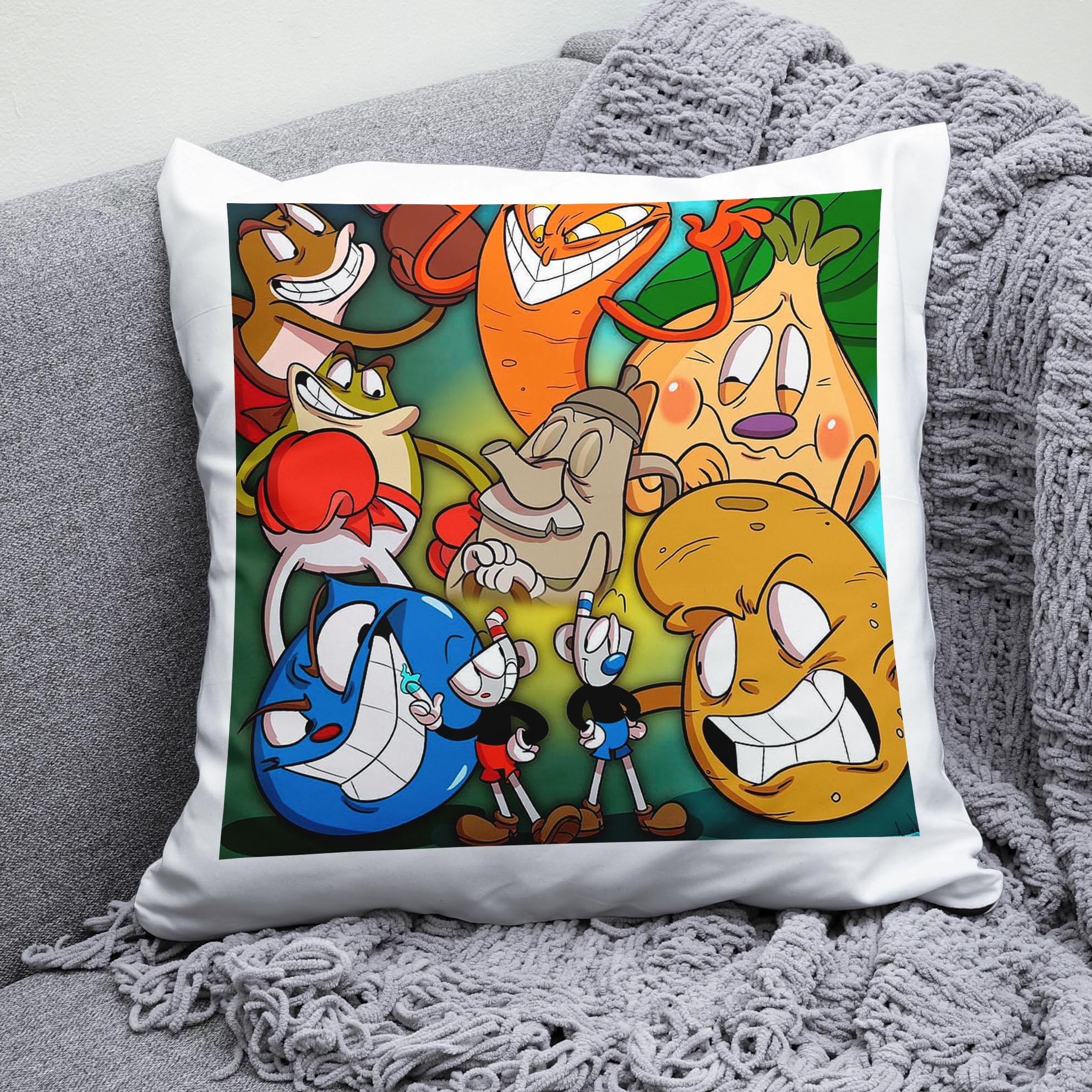 Плюшевая подушка квадрат с принтом игры Cuphead