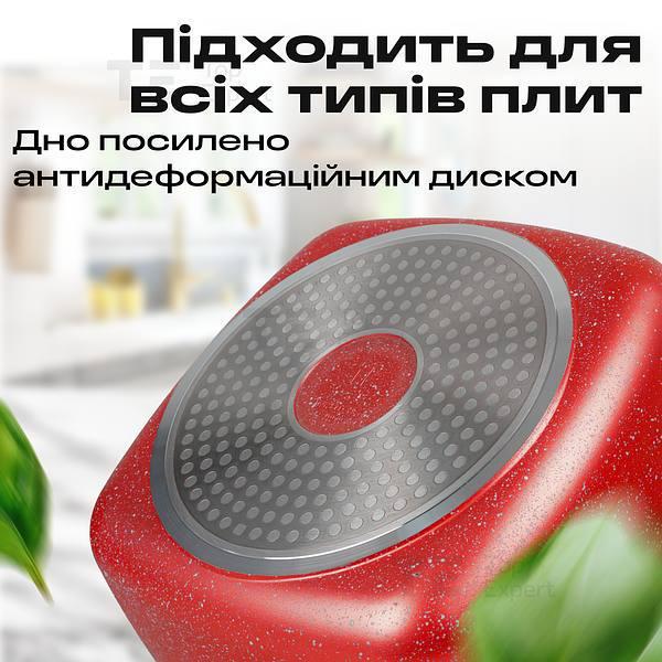 Каструля-казан з кришкою Top Kitchen TК00056 антипригарним мармуровим покриттям 6,7 л Червоний (2480455398) - фото 2