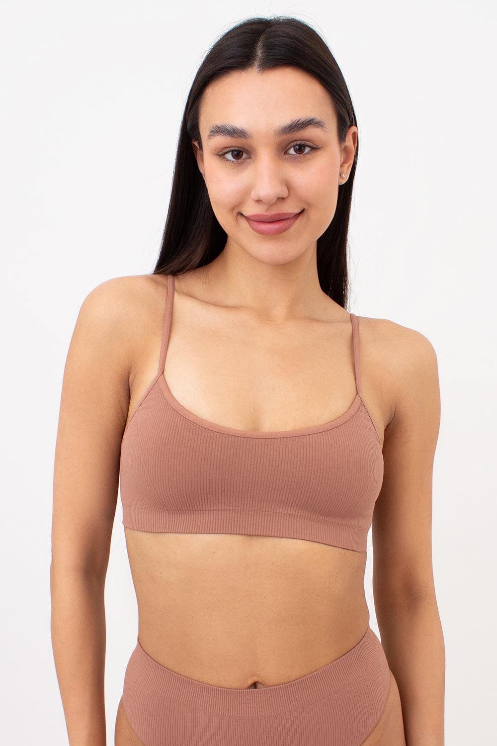 Топ безшовний в рубчик Giulia CAMI TOP RIB L/XL Brown (27513167)