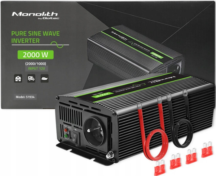 Інвертор 12230 Qoltec з чистою синусоїдою 2000 Вт (2328871045) - фото 2 Інвертор 12230 Qoltec з чистою синусоїдою 2000 Вт (2328871045) - фото 2