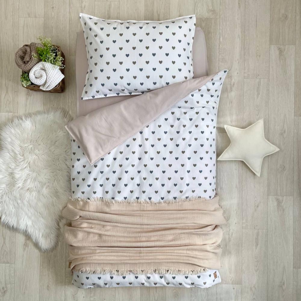 Комплект постельного белья детский фланель Сердечки Серо-бежевый (0665357)
