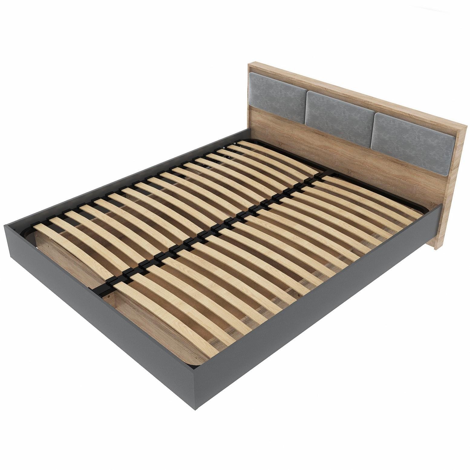 Кровать двуспальная Everest Сити 1600 с ламельным основанием Сонома/Графит (11500) Кровать двуспальная Everest Сити 1600 с ламельным основанием Сонома/Графит (11500)