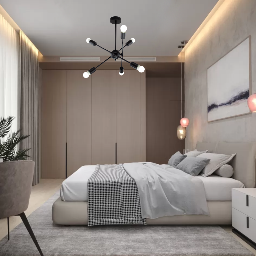 Люстра ESLLSE YORK R 510x380 мм на 6 ламп E27 Чорний (10468) - фото 4