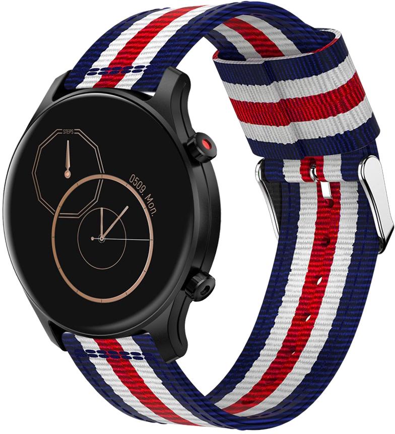 Ремешок тканевый Canvas для Haylou LS04 RS3 Blue/White/Red (26305)