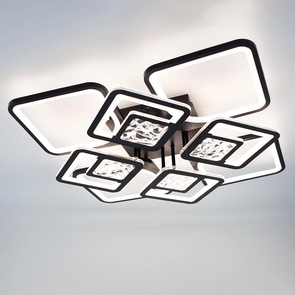 Люстра светодиодная ESLLSE TETRA TWIST 8S с пультом 165 Вт 595x595x110 мм Черный (10585)